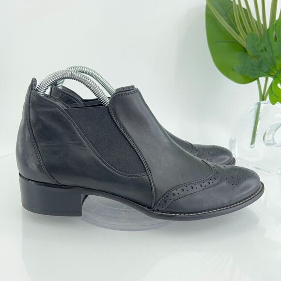 Paul Green Women's Foulard Boot Size 8 Block Heel Western Bootie Black Leather - Picture 2 of 15